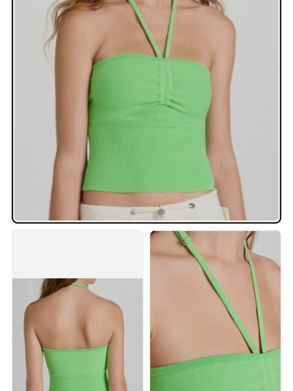 ALC Sofia Green Halter Ribbed Tube Top